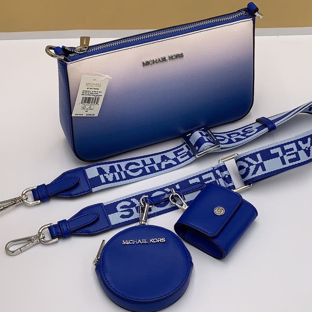 MICHAEL KORS SMALL XBODY SHOULDER BAG W TECH ELECTRIC BLUE MULTI COLOR - Picture 1 of 16